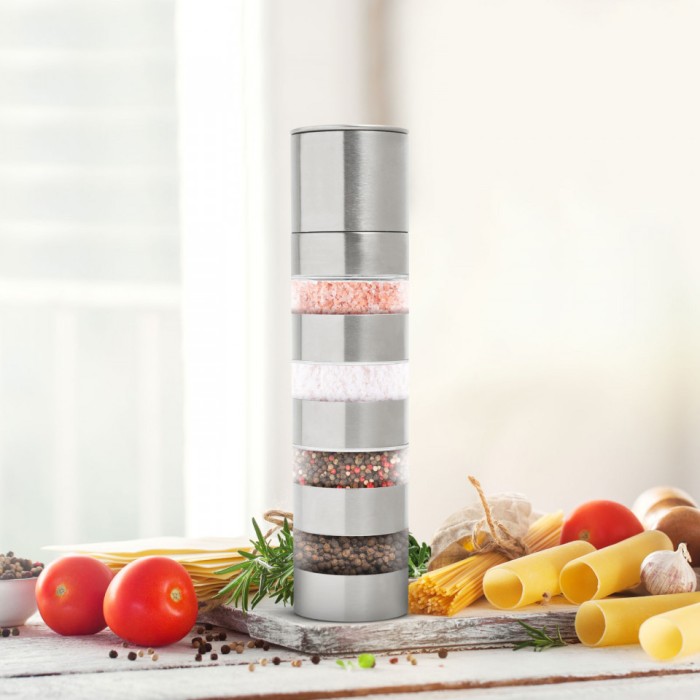 R&acirc;șniță pentru condimente 4 in 1 - inox - 5 x 21 cm - BEWELLO