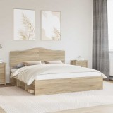 Cumpara ieftin Cadru de pat cu headboard Sonoma 200 x 200 cm Lemn de pin masiv