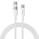 Baseus - Data Cable Display 2 (P10382702211-00) - Fast Charging, Type-C to Type-C, Digital Display, 100W, 1m - Moon White