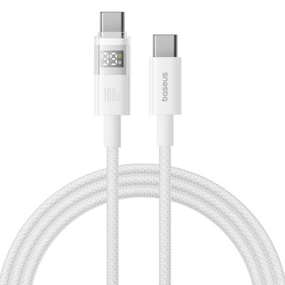 Baseus - Data Cable Display 2 (P10382702211-01) - Fast Charging, Type-C to Type-C, Digital Display, 100W, 2m - Moon White foto