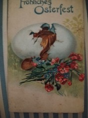 Felicitare de Pasti, interbelica, color, printata, necirculata, stare foarte buna