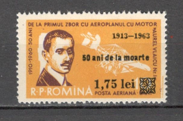 Romania.1963 Posta aeriana:50 ani moarte A.Vlaicu-supr. XR.465