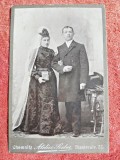 Fotografie tip CDV, mire si mireasa, inceput de secol XX