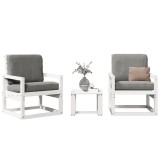 VidaXL Set mobilier de grădină, 3 piese, alb, lemn masiv de pin