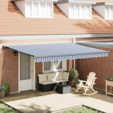 Cumpara ieftin Copertină retractabilă albastru/alb, 4,5x3 m, textil/aluminiu