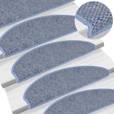Gossi covorase scari autoadezive, 15 buc. albastru 65x21x4 cm, sisal foto