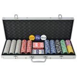 Set de poker cu 500 de jetoane cu laser din aluminiu GartenMobel Dekor, vidaXL