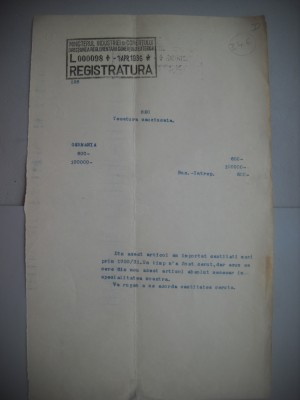 HOPCT DOCUMENT VECHI 346 MINISTERUL INDUSTRIEI COMERT EXTERIOR /BUCURESTI 1936 foto