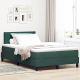 vidaXL Pat cu Arcuri și Saltea Verde &icirc;nchis 120 x 190 cm țesătură