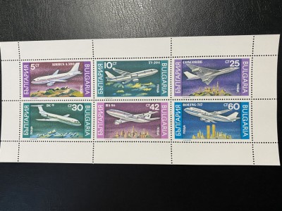 PC48 - BULGARIA 1990/ AVIOANE, Bloc MNH, 6v foto