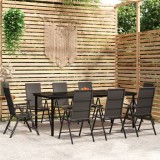 VidaXL Set mobilier de grădină, 9 piese, negru