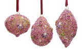 Set 6 globuri brad Craciun sticla multicolora Shinelux 7x7x11h; 8x8x9,2h; 6,5x6,5x13,5h