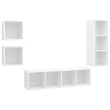 Cumpara ieftin Set de dulapuri TV, 4 piese, alb, lemn prelucrat