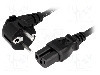 Cablu alimentare AC, 3m, 3 fire, culoare negru, CEE 7/7 (E/F) &amp;#351;tecar in unghi, IEC C15 mama, LIAN DUNG -