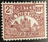 Madagascar &amp; Dependențe &ndash; Timbre Taxă 2c &ndash; Colonie Franceză &ndash; Vigneta Fiscală Poștală