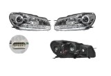 Set faruri tuning VW GOLF VI (5K), 10.2008-, cu LED parking light; H1+H1; manual; transparent, silver; TUNING; halogen,