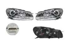 Set faruri tuning VW GOLF VI (5K), 10.2008-, cu LED parking light; H1+H1; manual; transparent, silver; TUNING; halogen,