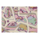 COVOR REBEL ROADS Playtime 63 Oras mic, antiderapant pentru copii - roz si bej, 95x133 cm