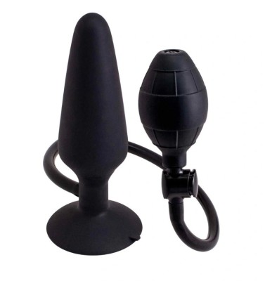 Dop Anal Gonflabil Large, Silicon, Negru, 16.9 cm foto