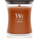 Woodwick Saffron Smoke lum&acirc;nare parfumată cu fitil din lemn 275 g