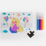 Set Puzzle și Colorează Unicorn cu Elemente Magnetice (24 Piese), CMCLASS