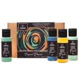Acrilic Șablon Vopsea Set &ndash; 4 Culori (60ml, 2oz) &ndash; TROPICAL DESIRE