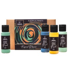 Acrilic Șablon Vopsea Set &ndash; 4 Culori (60ml, 2oz) &ndash; TROPICAL DESIRE