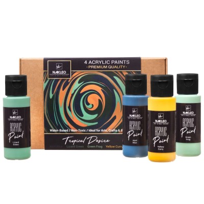 Acrilic Șablon Vopsea Set &amp;ndash; 4 Culori (60ml, 2oz) &amp;ndash; TROPICAL DESIRE foto