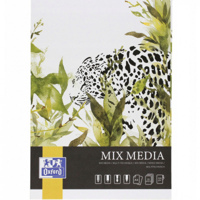 Bloc De Desen Oxford Mixed Media, A4, 25 File - 225g/mp, Coperta Carton - Design Leopard foto