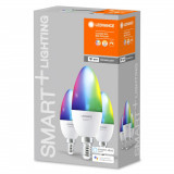 3 Becuri LED RGB inteligent Ledvance SMART+ WiFi Candle Multicolour B, E14,