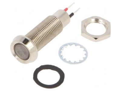 Lampă de control LED roșie 24-28VDC &amp;Oslash;8.1mm IP67 alamă foto
