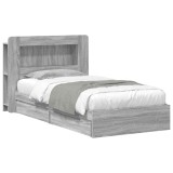 vidaXL Cadru de pat cu depozitare cu sertar Sonoma gri 75 x 190 cm 3433613