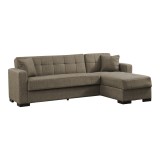 Cumpara ieftin Coltar extensibil Kansas cu spatiu de depozitare maro din material textil 235x150x80 cm