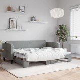 Cumpara ieftin Pat de zi cu extensie, gri deschis, 80x200 cm, textil