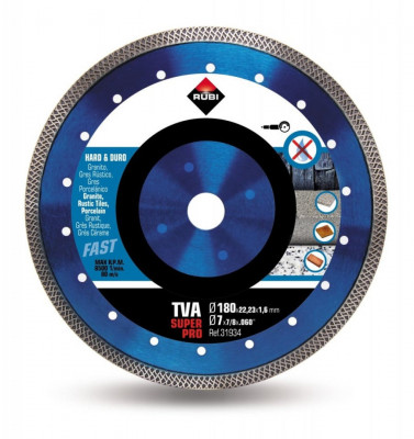 Disc diamantat pt. materiale foarte dure 180mm, TVA 180 SuperPro - RUBI-31934 foto