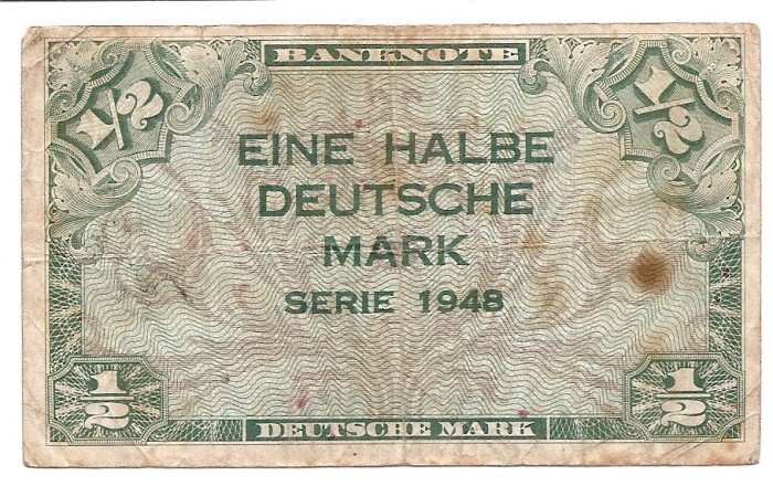 Germania &frac12; Deutsche Mark 1948 - U.S. Army Command, P-1 (2)