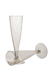 Set 6 pahare de șampanie transparente din plastic cu sclipici auriu, Maison du Paradis - 130 ml