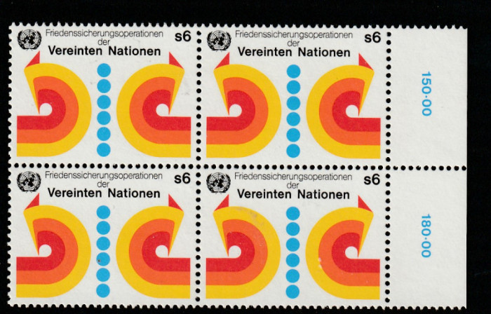 Natiunile Unite Vienna-1980-Lupta pentru pace,dantelat,bloc de 4,MNH,Mi.11