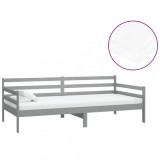 Cumpara ieftin Pat de zi cu saltea, gri, 90x200 cm, lemn masiv de pin
