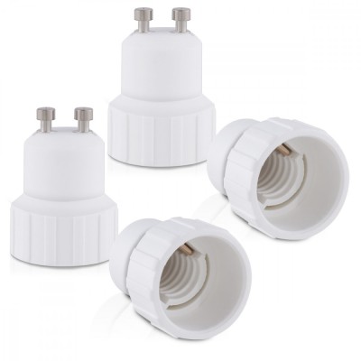Set 4 Adaptoare dulie de la GU10 la E14, Kwmobile, Alb, Plastic, 27507 foto