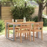 VidaXL Masa de sărbătoare pentru exterior, gri, 140x80x75 cm. Oțel și lemn masiv de acacia.