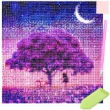 Kit pictura cu diamante model copac, 30x30 cm, cu accesorii incluse