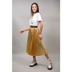 FUSTA LUNGA PLISATA GOLD TALIE UNICA Auriu