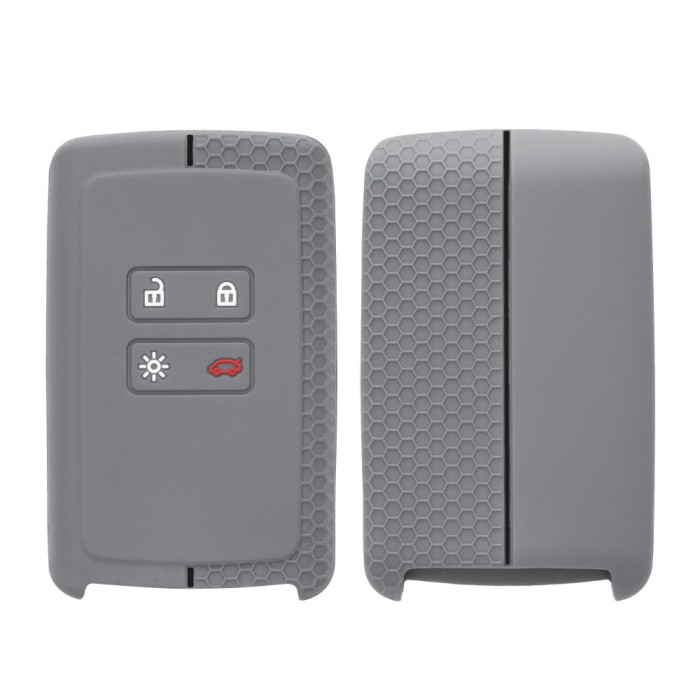 Husa Cheie Auto pentru Renault / Dacia - 4 Butoane - Keyless Go, kwmobile, Silicon, Gri, 54806.04