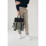 Cumpara ieftin Rucsac Barbati Boston Canvas Gri, 44x34x15 cm, Laptop 15 inch, 2 Compartimente, Curele Piele, Made in Greece