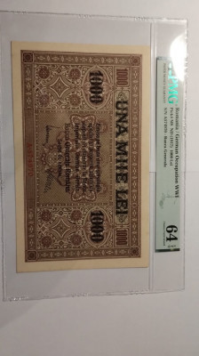 2 bancnote 1.000lei din 1917 consecutive PMG64EPQ foto