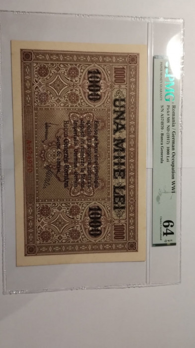 2 bancnote 1.000lei din 1917 consecutive PMG64EPQ
