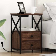 vidaXL Cabinet de noptiere cu stație de &icirc;ncărcare Stejar brun 859569