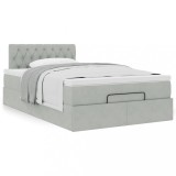 Gossi cadru de pat otoman cu saltea gri deschis 120x200cm catifea