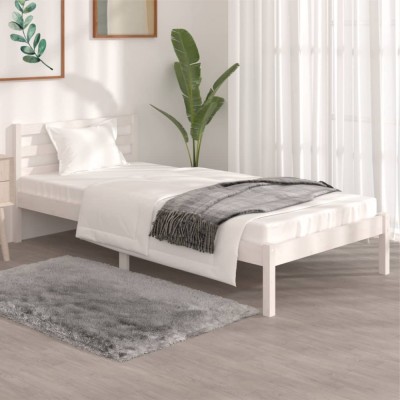 Gossi cadru de pat single, alb, 90x190 cm, lemn masiv de pin foto